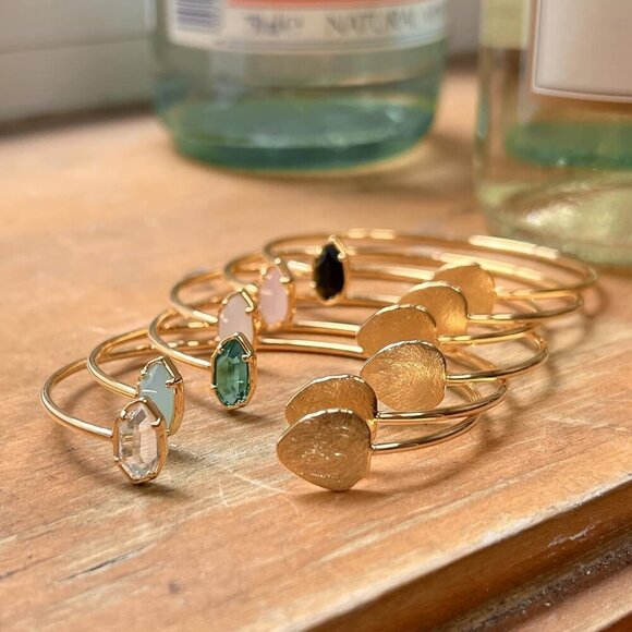 OZEL Women's Colorful Crystal Gold Cuff Bracelet - Picture 4 of 6